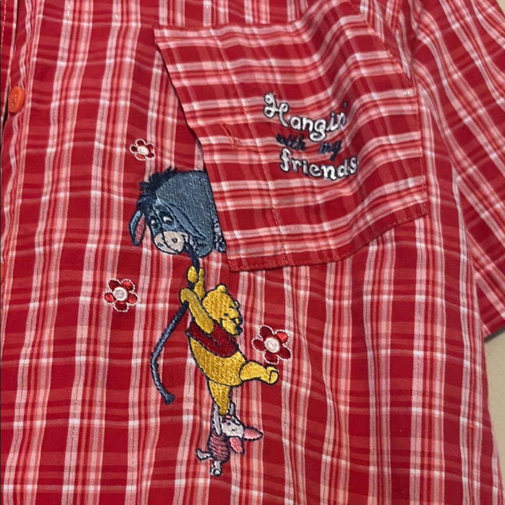 Disney Red Plaid Button Down Shirt - Picture 2 of 3
